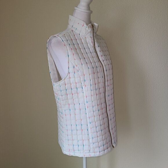 For Cynthia Women's Vest Quilted Size Medium Multicolor Full Zip Jacket Preppy - Picture 3 of 8